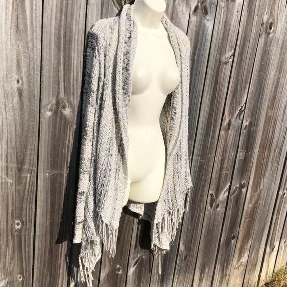 Free People Small Anthropologie Cardigan Sweater Knit Runaway Love Gray Top - Picture 8 of 13